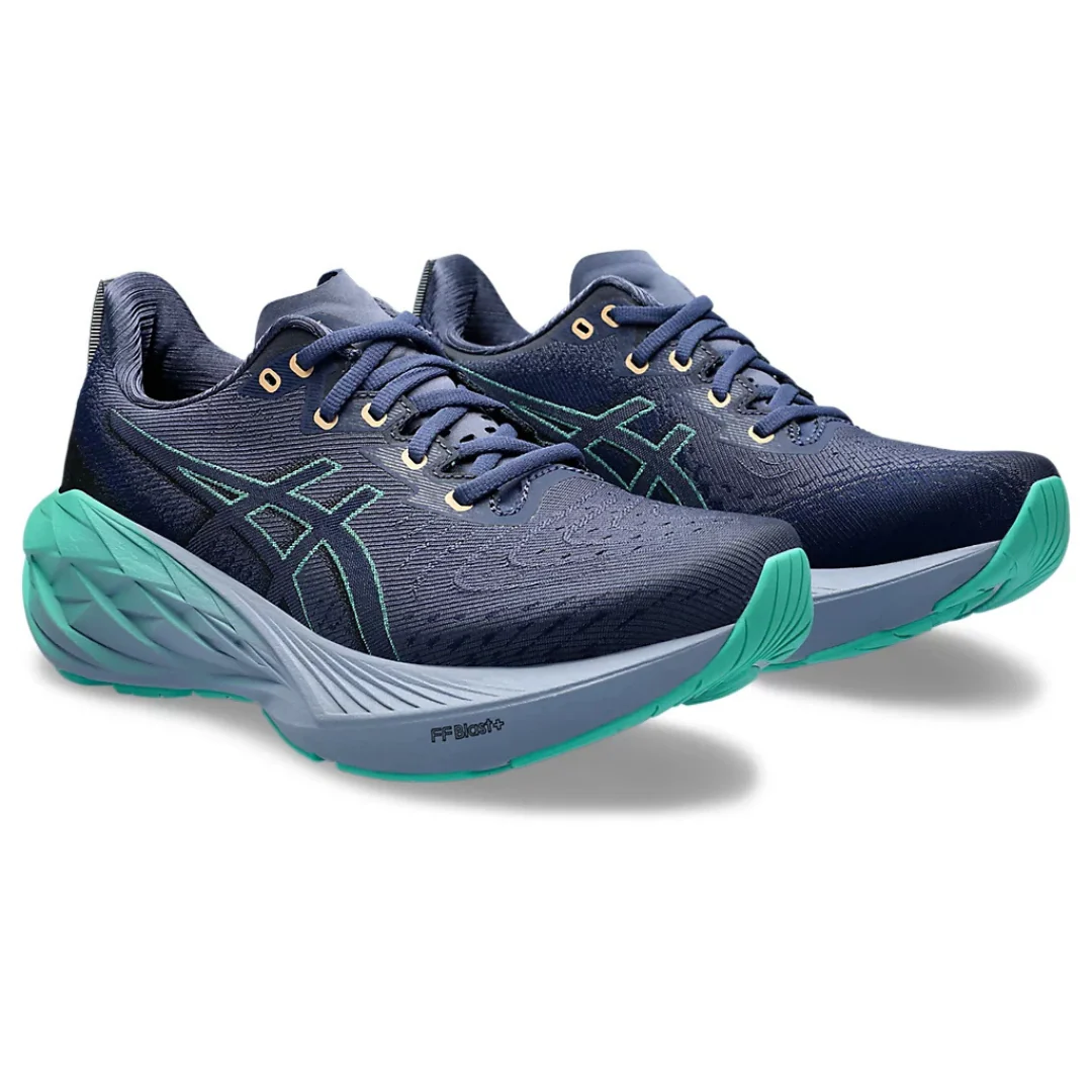Asics NovaBlast 4 Azul Marinho com Verde e Azul