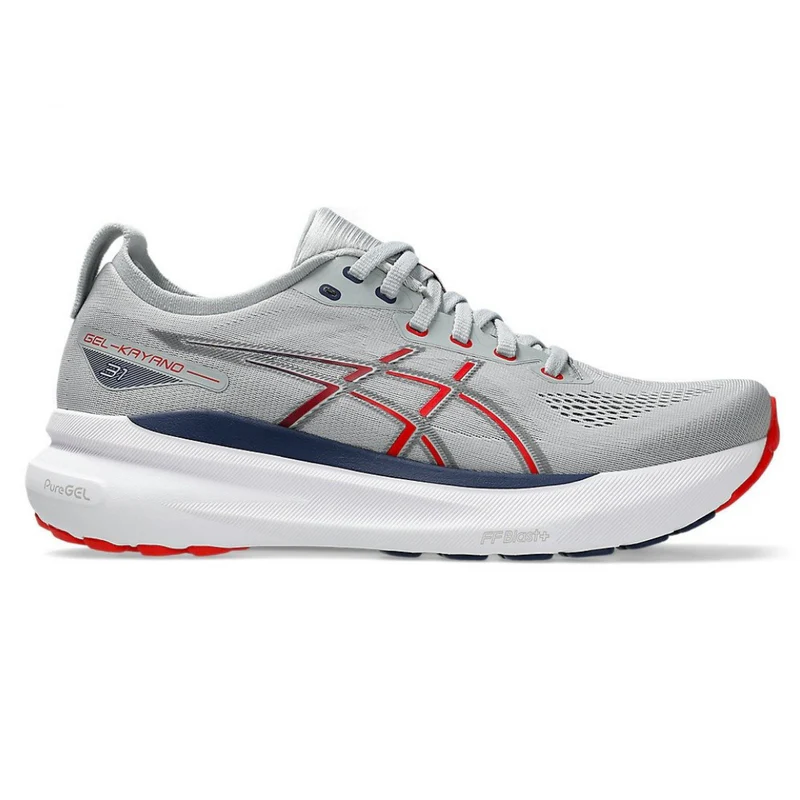Asics Gel Kayano 31 - Cinza com Vermelho e Azul Marinho