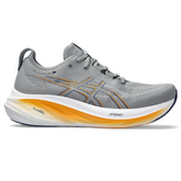 Asics Gel Nimbus 26 - Cinza e azul Marinho com Branco e Laranja
