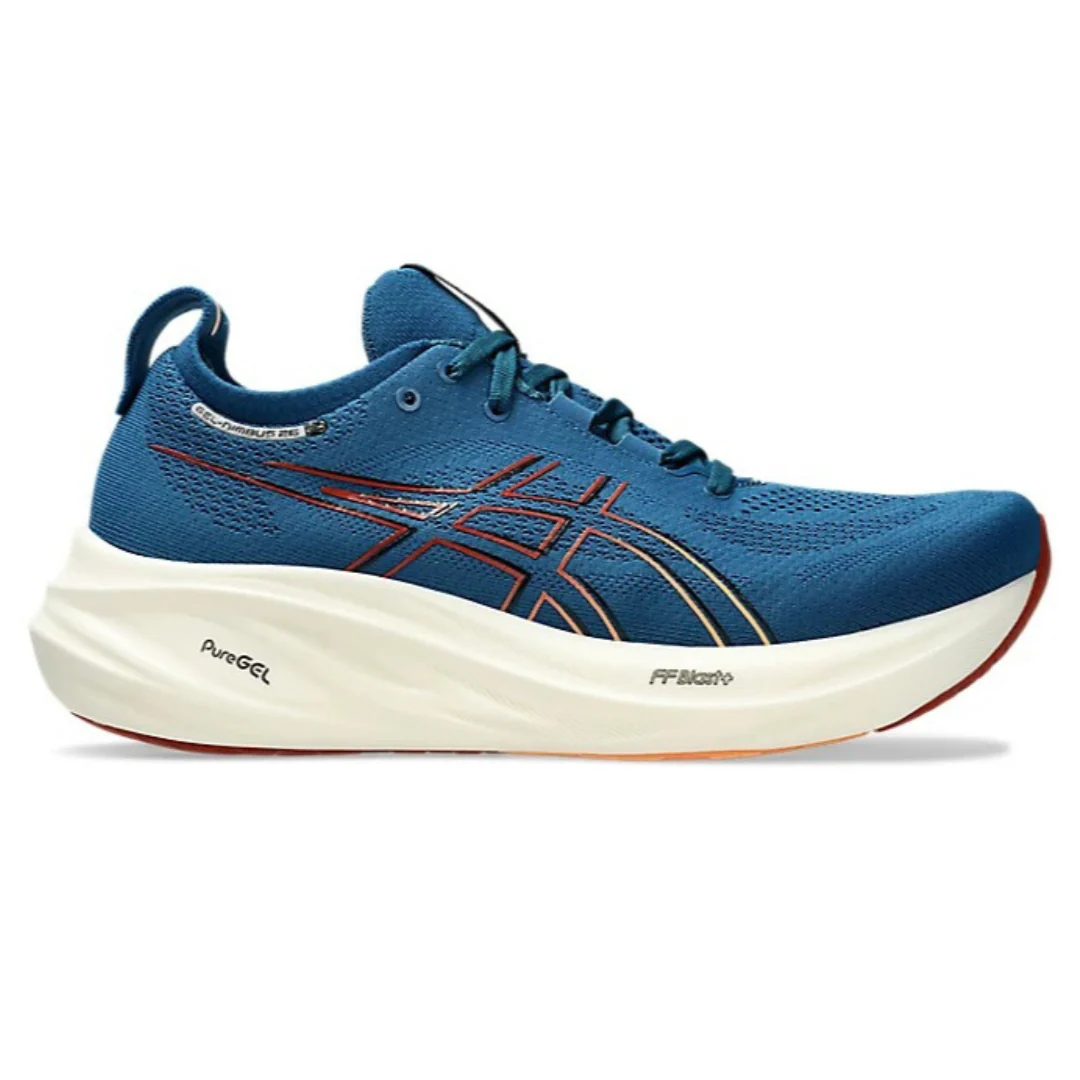 Asics Gel Nimbus 26 - Azul com Branco e Vermelho