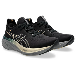 Asics Gel Nimbus 26 -  Preto e Dourado com Cinza e Verde