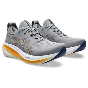 Asics Gel Nimbus 26 - Cinza e azul Marinho com Branco e Laranja