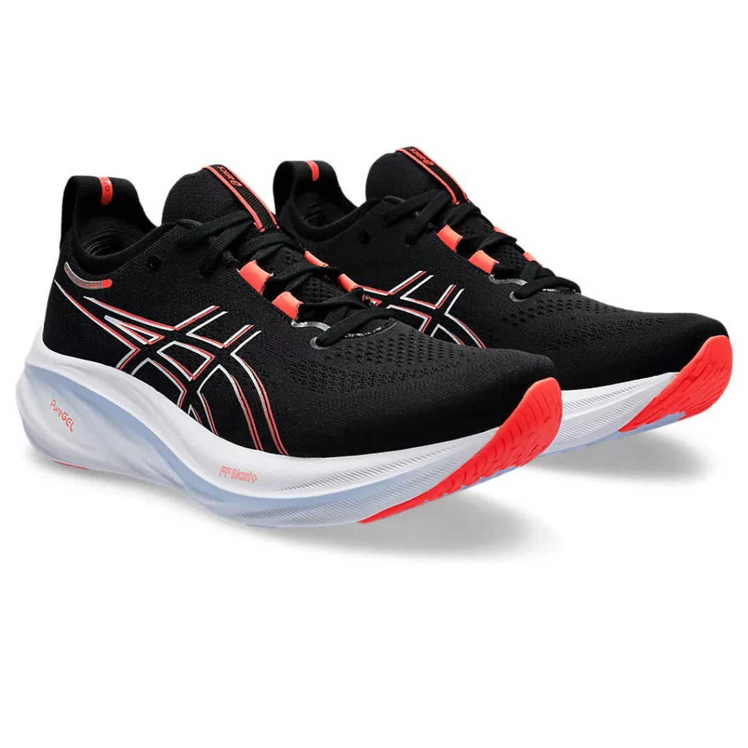Asics Gel Nimbus 26 -  Preto com Branco e Vermelho