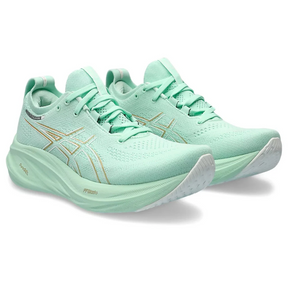 Asics Gel Nimbus 26 - Verde com Branco e Dourado