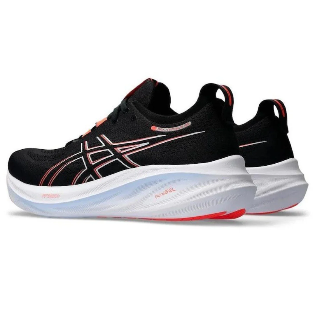 Asics Gel Nimbus 26 -  Preto com Branco e Vermelho