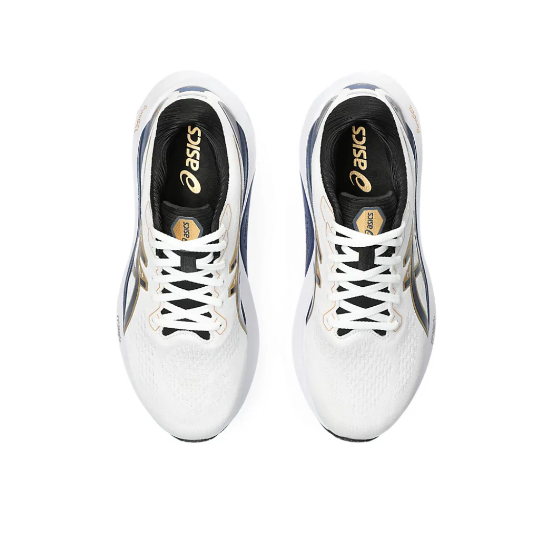 Asics Gel Kayano 30 - Branco com Azul Marinho e Dourado